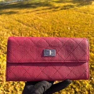 CHANEL Burgundy Quilted Wallet